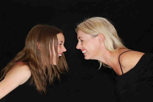 Two women laughing