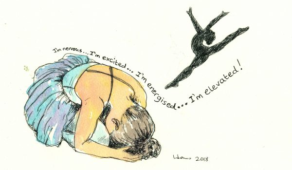 drawing of ballerina in two poses