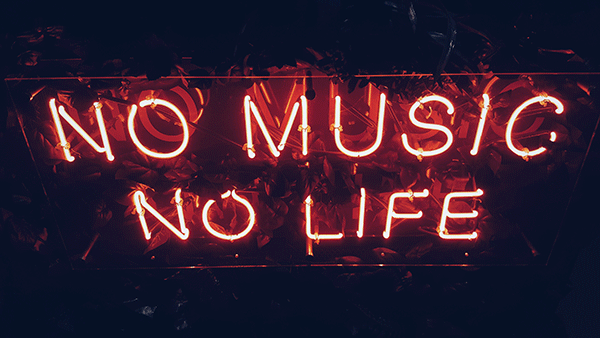 neon sign saying no music no life