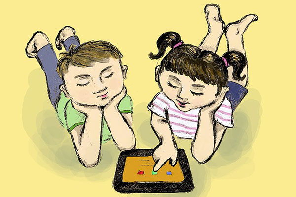 image of children playing on ipad device blog for the positive psychology people