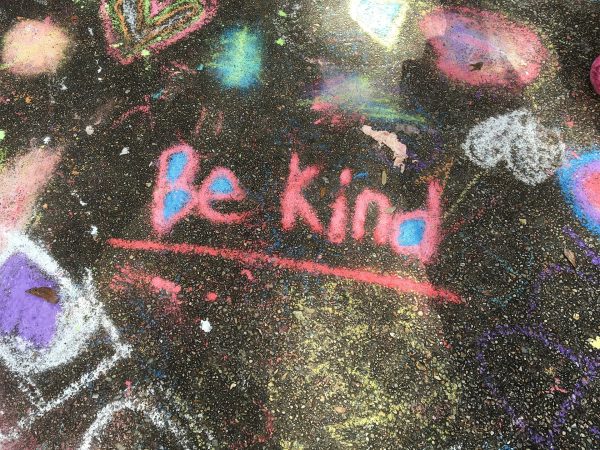 words 'be kind' written in chalk for blog on the subject of kindness