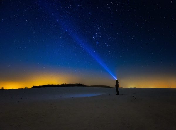observer looking at stars in sky